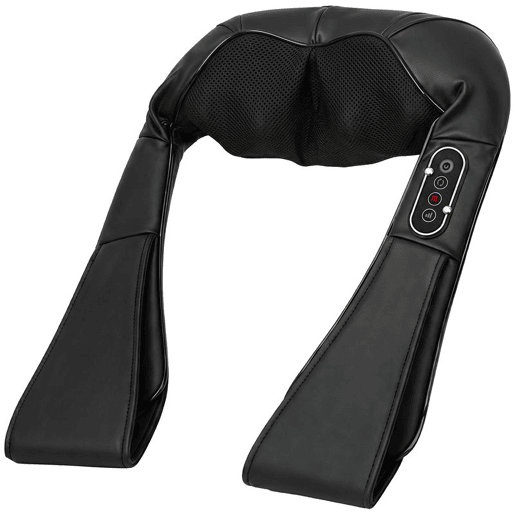 HOMCOM Massageador Cervical e de Costas com Calor e 8 Nós Shiatsu 3 Intensidades de Amassamento 3D Massageador de Pescoço e Ombros para Alívio da Fadiga Muscular em Casa, Escritório e Automóvel