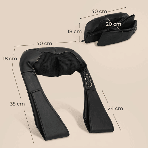 HOMCOM Massageador Cervical e de Costas com Calor e 8 Nós Shiatsu 3 Intensidades de Amassamento 3D Massageador de Pescoço e Ombros para Alívio da Fadiga Muscular em Casa, Escritório e Automóvel