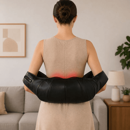 HOMCOM Massageador Cervical e de Costas com Calor e 8 Nós Shiatsu 3 Intensidades de Amassamento 3D Massageador de Pescoço e Ombros para Alívio da Fadiga Muscular em Casa, Escritório e Automóvel