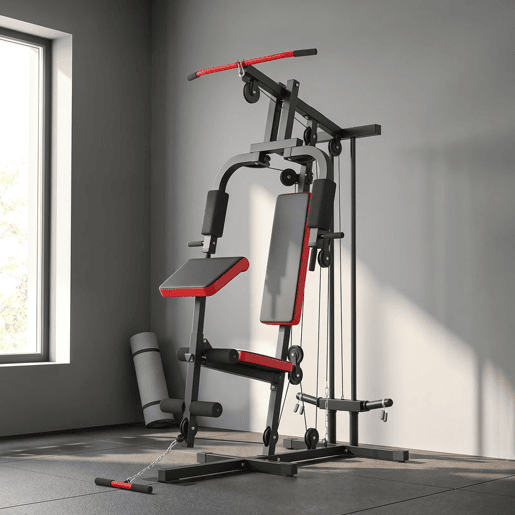 SPORTNOW Multiestação de Musculação, Máquina com Polia Alta e Baixa, Press de Peito, Curl de Pernas e Bíceps, Borboleta, Compatível com Discos 25 e 50 mm, Suporta até 120 kg para Ginásio em Casa