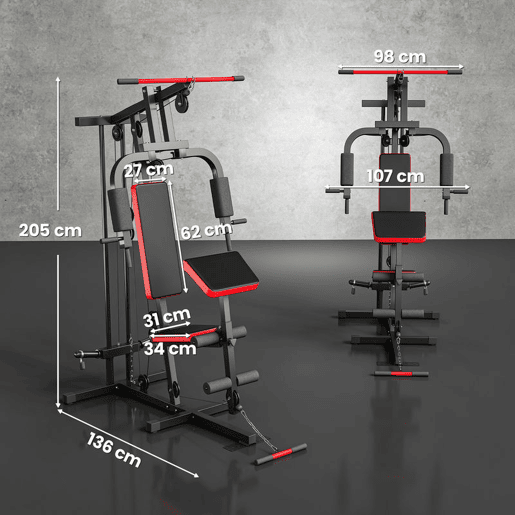 SPORTNOW Multiestação de Musculação, Máquina com Polia Alta e Baixa, Press de Peito, Curl de Pernas e Bíceps, Borboleta, Compatível com Discos 25 e 50 mm, Suporta até 120 kg para Ginásio em Casa