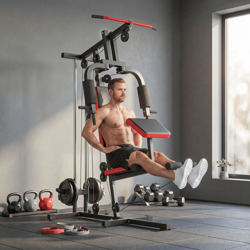 SPORTNOW Multiestação de Musculação, Máquina com Polia Alta e Baixa, Press de Peito, Curl de Pernas e Bíceps, Borboleta, Compatível com Discos 25 e 50 mm, Suporta até 120 kg para Ginásio em Casa
