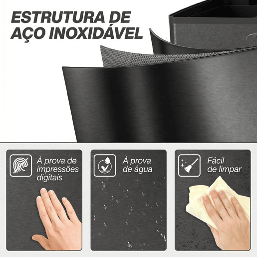 HOMCOM Balde do Lixo de Cozinha com Pedal, 2 Compartimentos de 20L, Aço Inoxidável, Tampas de Fecho Suave e Baldes Removíveis, Preto
