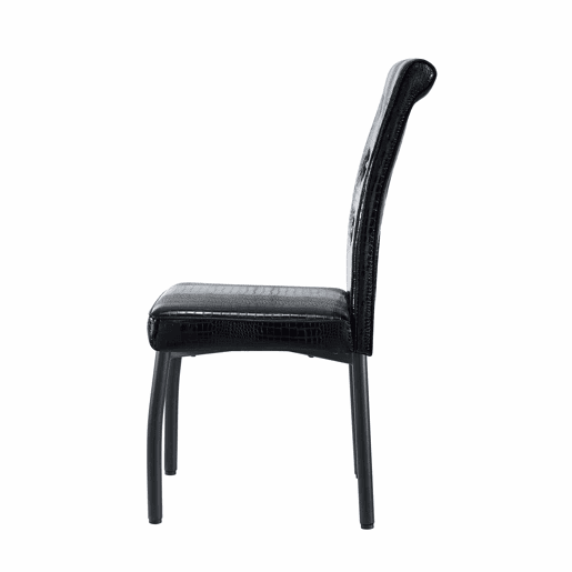 Cadeira de jantar para 2 pessoas - Vintage acolchoada em pele de crocodilo com fivela de cristal - Preto