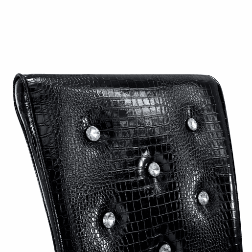 Cadeira de jantar para 2 pessoas - Vintage acolchoada em pele de crocodilo com fivela de cristal - Preto