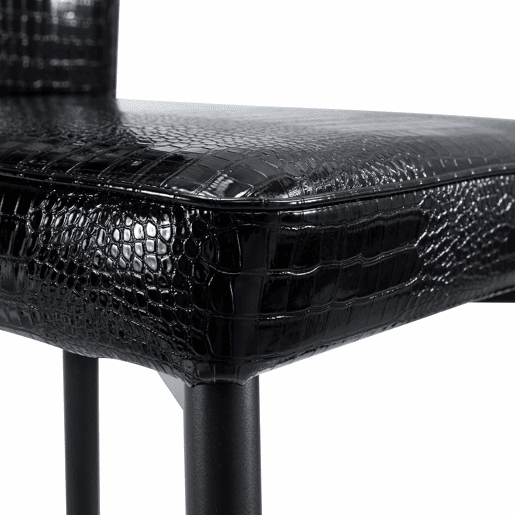 Cadeira de jantar para 2 pessoas - Vintage acolchoada em pele de crocodilo com fivela de cristal - Preto
