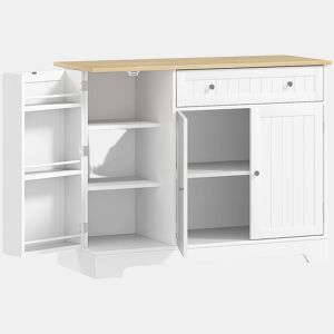 HOMCOM Aparador de Cozinha Armário de Cozinha com 3 Prateleiras com Porta 1 Gaveta Prateleiras Ajustáveis Aparador para Sala de Jantar 105x40x83 cm Branco