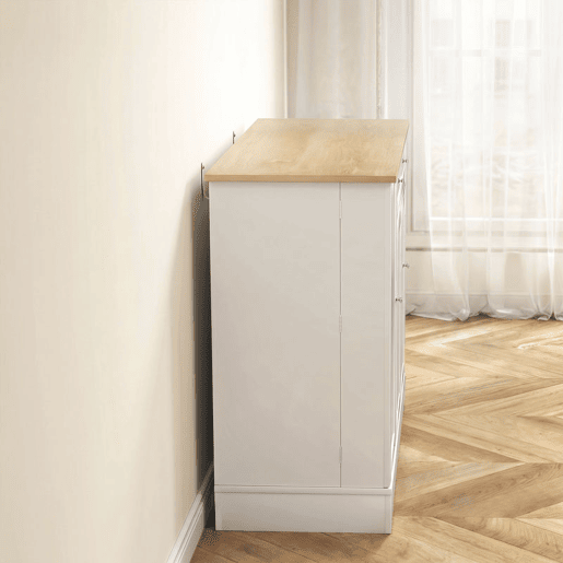 HOMCOM Aparador de Cozinha Armário de Cozinha com 3 Prateleiras com Porta 1 Gaveta Prateleiras Ajustáveis Aparador para Sala de Jantar 105x40x83 cm Branco