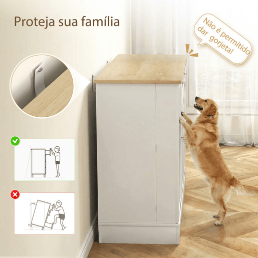 HOMCOM Aparador de Cozinha Armário de Cozinha com 3 Prateleiras com Porta 1 Gaveta Prateleiras Ajustáveis Aparador para Sala de Jantar 105x40x83 cm Branco
