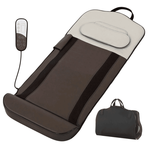 HOMCOM Colchão de Massagem Corporal com Calor e Controlo Remoto Almofada de Massagem Dobrável Ideal para Relaxamento em Casa 120x52x9 cm Castanho e Branco HOMCOM Colchão de Massagem Corporal com Calor e Controlo Remoto Almofada de Massagem Dobrável Ideal para Relaxamento em Casa 120x52x9 cm Castanho e Branco