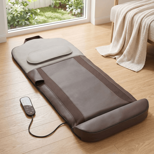 HOMCOM Colchão de Massagem Corporal com Calor e Controlo Remoto Almofada de Massagem Dobrável Ideal para Relaxamento em Casa 120x52x9 cm Castanho e Branco HOMCOM Colchão de Massagem Corporal com Calor e Controlo Remoto Almofada de Massagem Dobrável Ideal para Relaxamento em Casa 120x52x9 cm Castanho e Branco