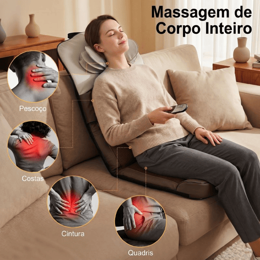 HOMCOM Colchão de Massagem Corporal com Calor e Controlo Remoto Almofada de Massagem Dobrável Ideal para Relaxamento em Casa 120x52x9 cm Castanho e Branco HOMCOM Colchão de Massagem Corporal com Calor e Controlo Remoto Almofada de Massagem Dobrável Ideal para Relaxamento em Casa 120x52x9 cm Castanho e Branco