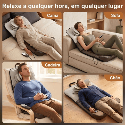 HOMCOM Colchão de Massagem Corporal com Calor e Controlo Remoto Almofada de Massagem Dobrável Ideal para Relaxamento em Casa 120x52x9 cm Castanho e Branco HOMCOM Colchão de Massagem Corporal com Calor e Controlo Remoto Almofada de Massagem Dobrável Ideal para Relaxamento em Casa 120x52x9 cm Castanho e Branco