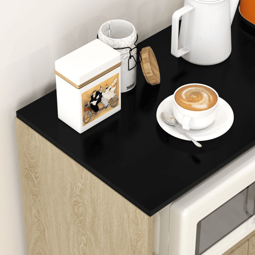 HOMCOM Carrinho Auxiliar com Rodas Carrinho de Cozinha com 2 Portas Prateleira Ajustável Porta-Especiarias para Sala de Jantar 75x40x80,5 cm Madeira