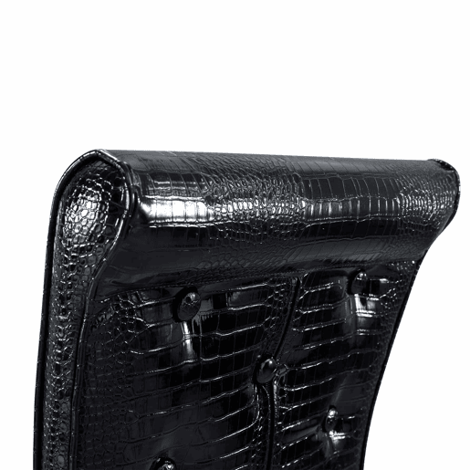Cadeiras de sala de jantar 2 unidades - Retro pele de crocodilo acolchoadas, fivela de cristal - Preto, Dourado