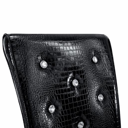 Cadeiras de sala de jantar 2 unidades - Retro pele de crocodilo acolchoadas, fivela de cristal - Preto, Dourado