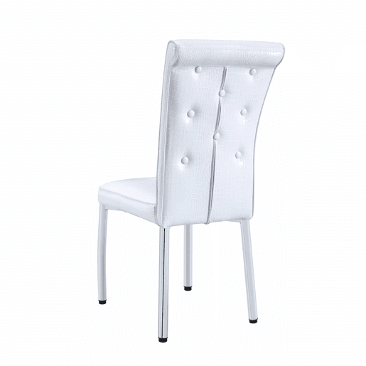 Cadeiras de sala de jantar 2 unidades - Estofamento retro em pele de crocodilo, fivela em cristal, pernas em metal - Branco Cadeiras de sala de jantar 2 unidades - Estofamento retro em pele de crocodilo, fivela em cristal, pernas em metal - Branco