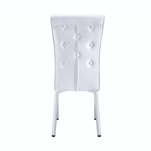 Cadeiras de sala de jantar 2 unidades - Estofamento retro em pele de crocodilo, fivela em cristal, pernas em metal - Branco Cadeiras de sala de jantar 2 unidades - Estofamento retro em pele de crocodilo, fivela em cristal, pernas em metal - Branco