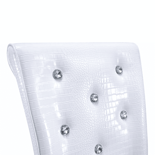 Cadeiras de sala de jantar 2 unidades - Estofamento retro em pele de crocodilo, fivela em cristal, pernas em metal - Branco Cadeiras de sala de jantar 2 unidades - Estofamento retro em pele de crocodilo, fivela em cristal, pernas em metal - Branco