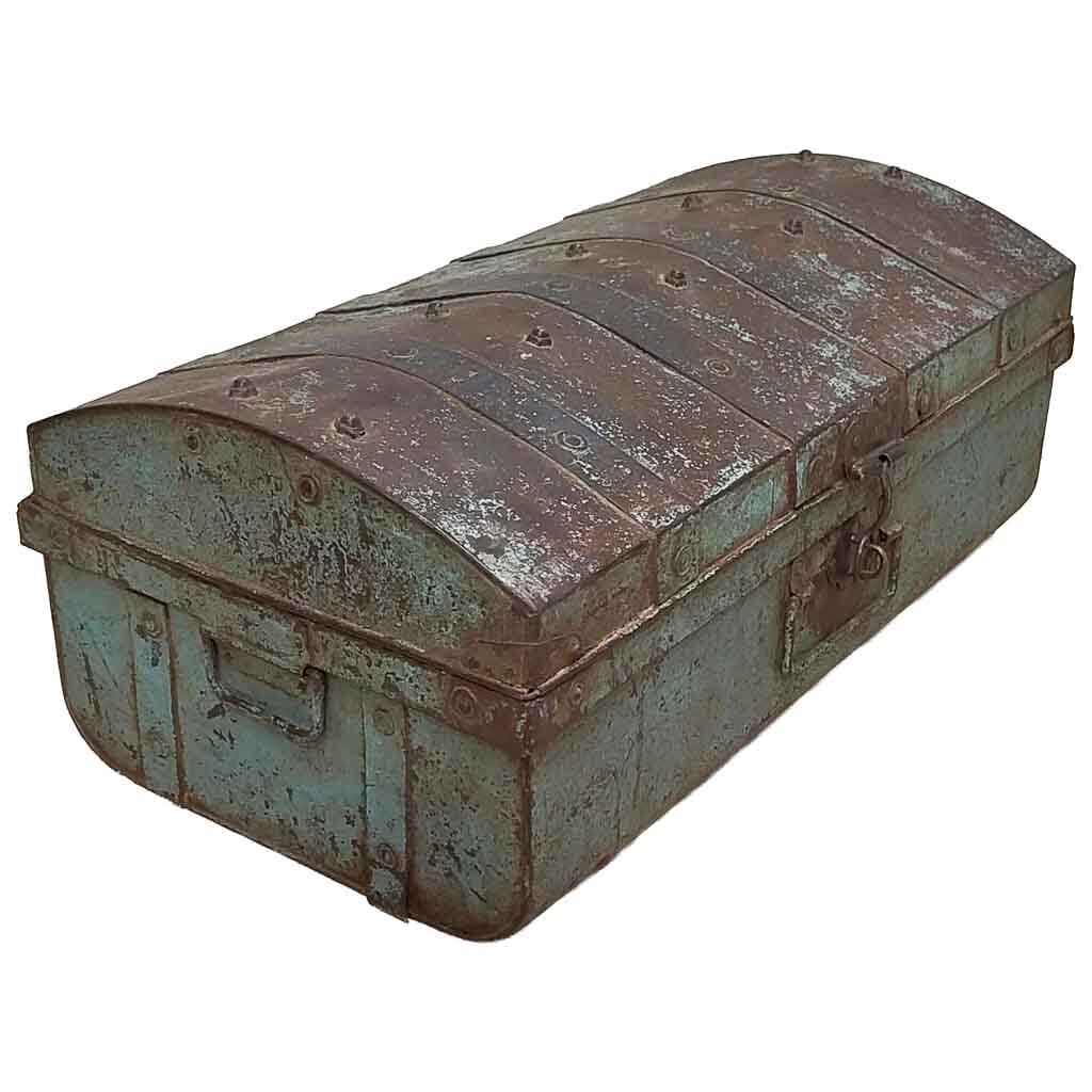 Maleta de metal acabado artesanal azul 67x37x25h cm