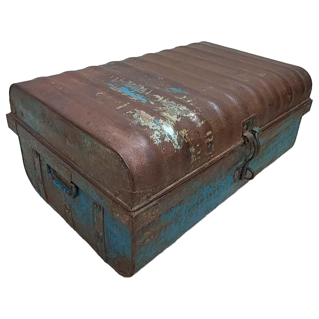 Maleta de metal acabado artesanal marrón 67x37x25h cm