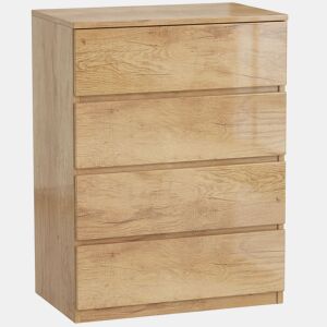 HOMCOM Cómoda de 4 Gavetas Cómoda Moderna para Quarto Design sem Puxadores Gaveteiro para Sala de Estar Sala de Jantar Entrada 60x40x80 cm Madeira