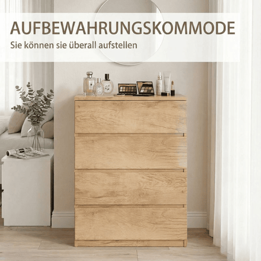 HOMCOM Cómoda de 4 Gavetas Cómoda Moderna para Quarto Design sem Puxadores Gaveteiro para Sala de Estar Sala de Jantar Entrada 60x40x80 cm Madeira HOMCOM Cómoda de 4 Gavetas Cómoda Moderna para Quarto Design sem Puxadores Gaveteiro para Sala de Estar Sala de Jantar Entrada 60x40x80 cm Madeira