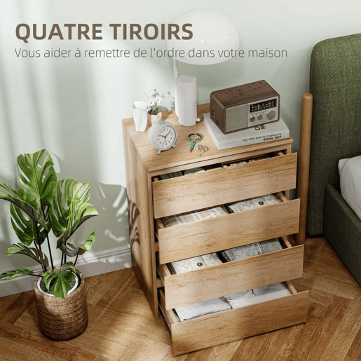 HOMCOM Cómoda de 4 Gavetas Cómoda Moderna para Quarto Design sem Puxadores Gaveteiro para Sala de Estar Sala de Jantar Entrada 60x40x80 cm Madeira HOMCOM Cómoda de 4 Gavetas Cómoda Moderna para Quarto Design sem Puxadores Gaveteiro para Sala de Estar Sala de Jantar Entrada 60x40x80 cm Madeira