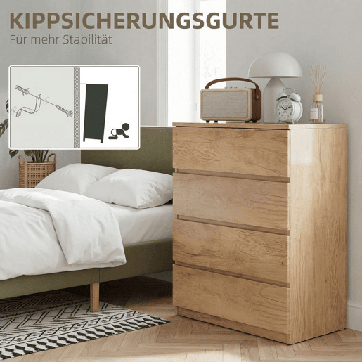 HOMCOM Cómoda de 4 Gavetas Cómoda Moderna para Quarto Design sem Puxadores Gaveteiro para Sala de Estar Sala de Jantar Entrada 60x40x80 cm Madeira HOMCOM Cómoda de 4 Gavetas Cómoda Moderna para Quarto Design sem Puxadores Gaveteiro para Sala de Estar Sala de Jantar Entrada 60x40x80 cm Madeira