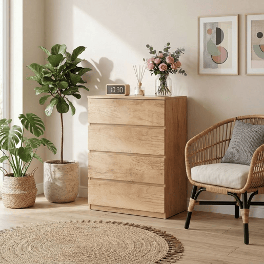 HOMCOM Cómoda de 4 Gavetas Cómoda Moderna para Quarto Design sem Puxadores Gaveteiro para Sala de Estar Sala de Jantar Entrada 60x40x80 cm Madeira HOMCOM Cómoda de 4 Gavetas Cómoda Moderna para Quarto Design sem Puxadores Gaveteiro para Sala de Estar Sala de Jantar Entrada 60x40x80 cm Madeira
