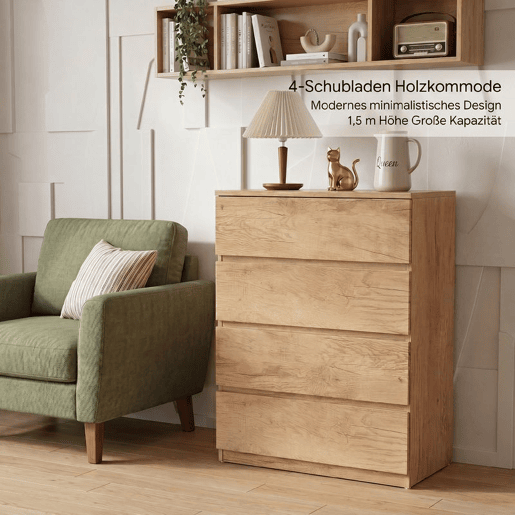 HOMCOM Cómoda de 4 Gavetas Cómoda Moderna para Quarto Design sem Puxadores Gaveteiro para Sala de Estar Sala de Jantar Entrada 60x40x80 cm Madeira HOMCOM Cómoda de 4 Gavetas Cómoda Moderna para Quarto Design sem Puxadores Gaveteiro para Sala de Estar Sala de Jantar Entrada 60x40x80 cm Madeira