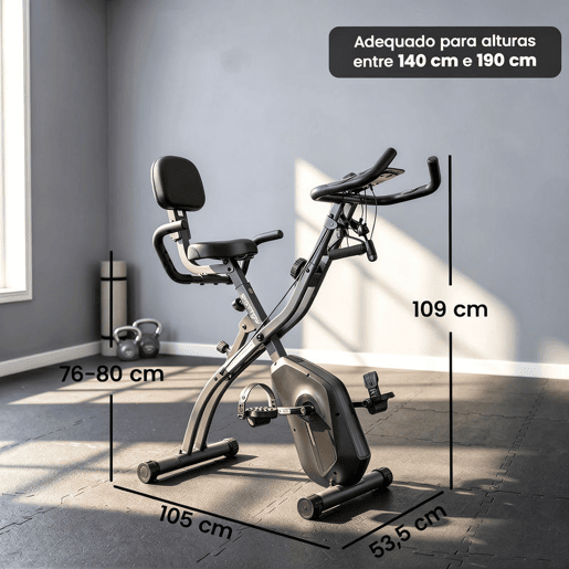 SPORTNOW Bicicleta Estática Dobrável 3 em 1 com Encosto e 8 Níveis de Resistência Magnética, Ajustável com Bluetooth, Monitor LCD, Volante, Bandas, Sensor de Pulso e Suporte para Telemóvel u2013 Preto SPORTNOW Bicicleta Estática Dobrável 3 em 1 com Encosto e 8 Níveis de Resistência Magnética, Ajustável com Bluetooth, Monitor LCD, Volante, Bandas, Sensor de Pulso e Suporte para Telemóvel u2013 Preto