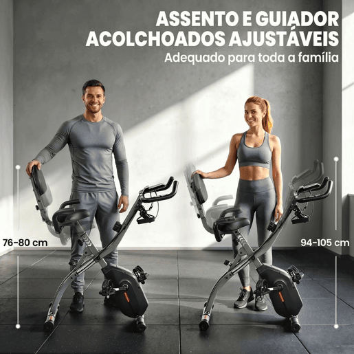 SPORTNOW Bicicleta Estática Dobrável 3 em 1 com Encosto e 8 Níveis de Resistência Magnética, Ajustável com Bluetooth, Monitor LCD, Volante, Bandas, Sensor de Pulso e Suporte para Telemóvel u2013 Preto SPORTNOW Bicicleta Estática Dobrável 3 em 1 com Encosto e 8 Níveis de Resistência Magnética, Ajustável com Bluetooth, Monitor LCD, Volante, Bandas, Sensor de Pulso e Suporte para Telemóvel u2013 Preto