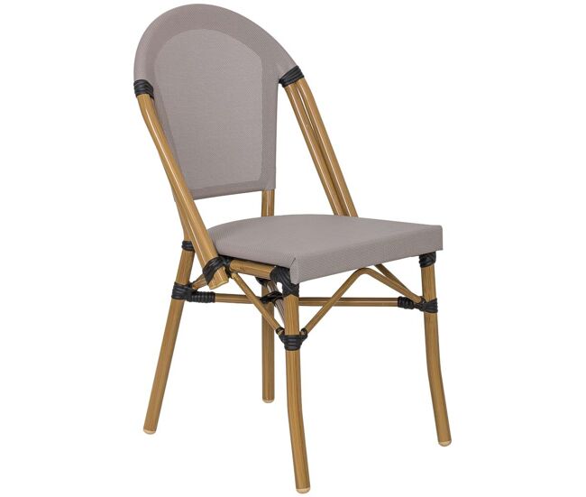 Silla de aluminio y ratán sintético gris 46x58x89cm