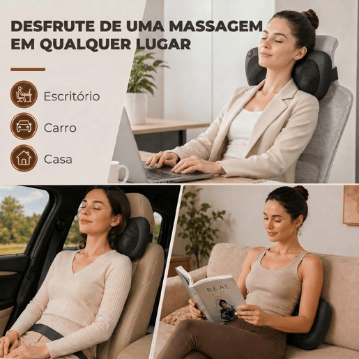 HOMCOM Almofada de Massagem Shiatsu com Calor e 4 Nós Massagem Rotativa 3D para Pescoço e Costas, Alívio da Fadiga Muscular para Mulheres e Homens em Casa, Escritório e Carro HOMCOM Almofada de Massagem Shiatsu com Calor e 4 Nós Massagem Rotativa 3D para Pescoço e Costas, Alívio da Fadiga Muscular para Mulheres e Homens em Casa, Escritório e Carro