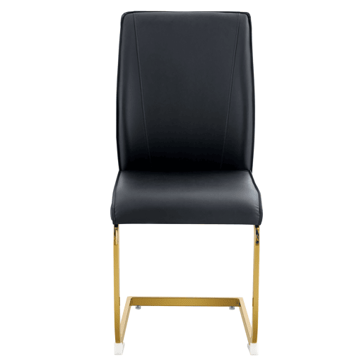 Cadeiras de sala de jantar 2 unidades - Assento PU confortável, estilo moderno e elegante - Preto+Dourado