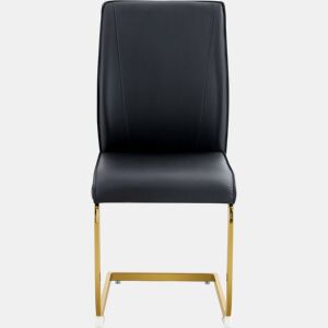 Cadeiras de sala de jantar 2 unidades - Assento PU confortável, estilo moderno e elegante - Preto+Dourado