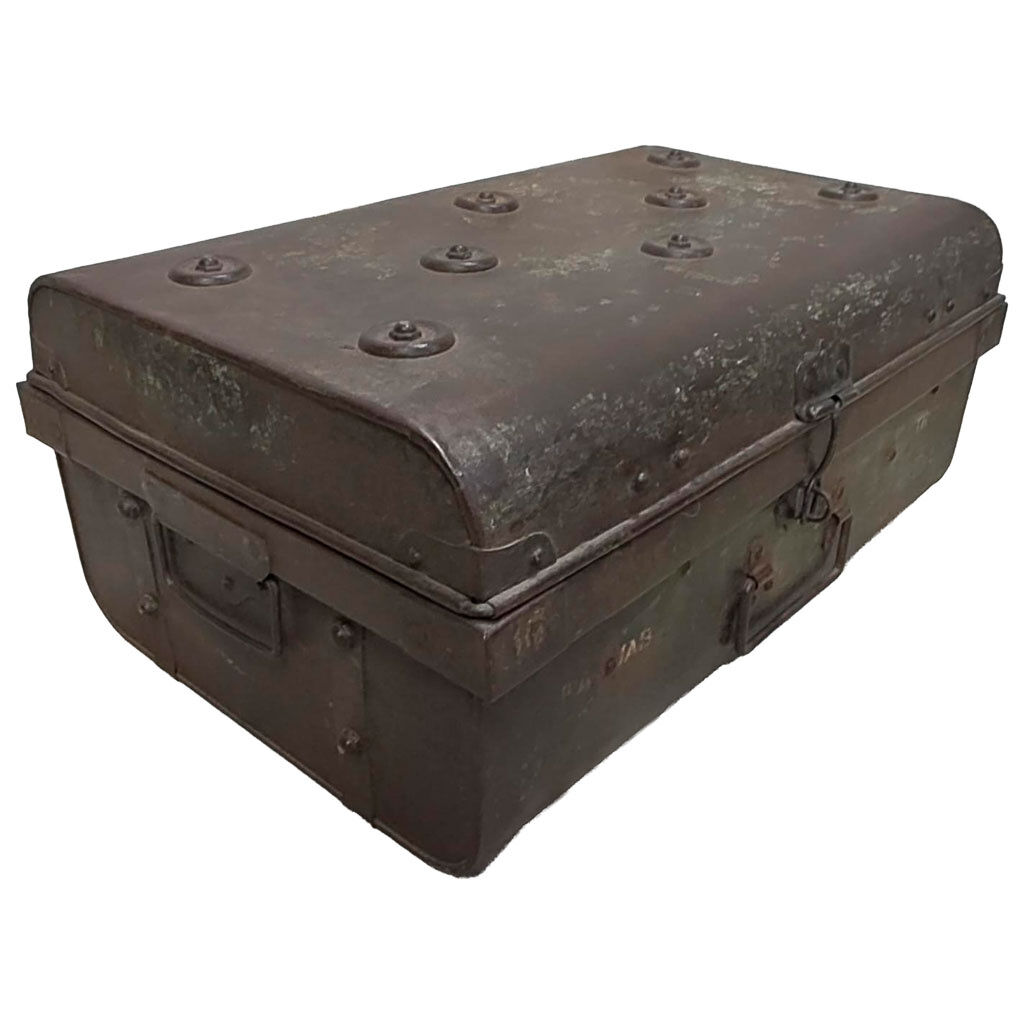 Maleta de metal acabado artesanal marrón 67x37x25h cm
