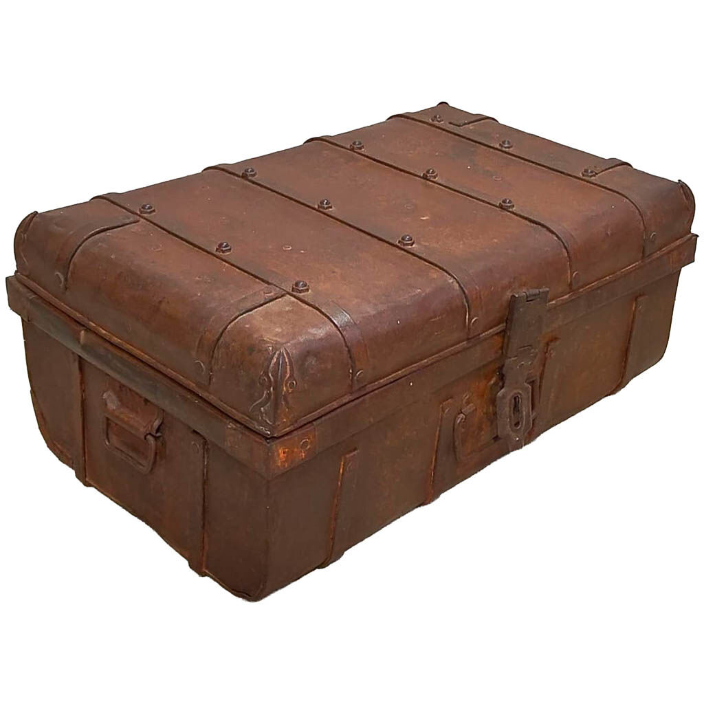 Maleta de metal acabado artesanal marrón 67x37x25h cm