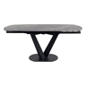 Mesa extensível 120160x90 com pé central metálico e tampo cerâmico em mármore Black Geology