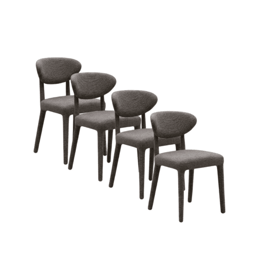 Conjunto de 4 cadeiras estofadas em tom pedra com pés metálicos estofados Conjunto de 4 cadeiras estofadas em tom pedra com pés metálicos estofados