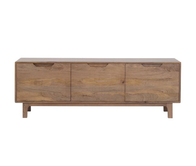 Mueble tv en mango color natural 3 puertas y patas de madera