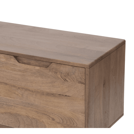 Móvel de TV em mogno cor natural, 3 portas e pés de madeira Móvel de TV em mogno cor natural, 3 portas e pés de madeira