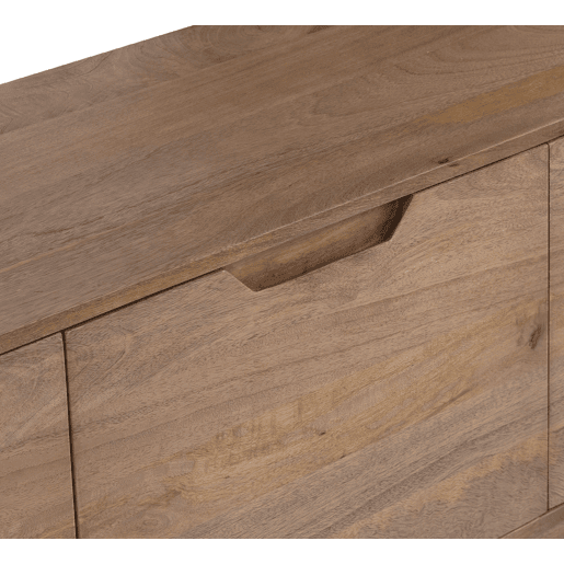Móvel de TV em mogno cor natural, 3 portas e pés de madeira Móvel de TV em mogno cor natural, 3 portas e pés de madeira