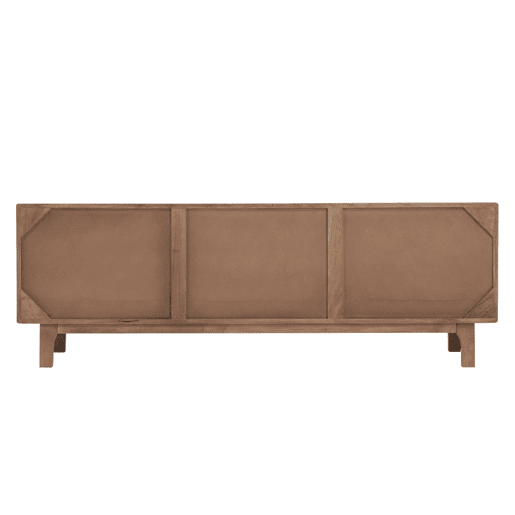 Móvel de TV em mogno cor natural, 3 portas e pés de madeira Móvel de TV em mogno cor natural, 3 portas e pés de madeira
