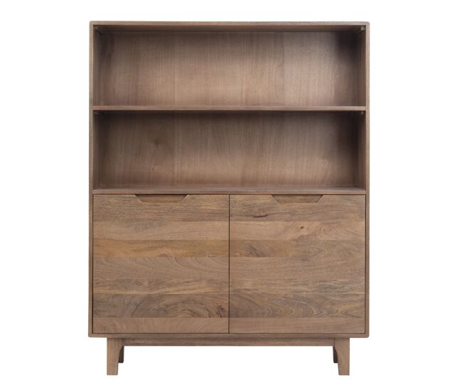 Aparador alto en mango color natural 2 puertas y patas de madera