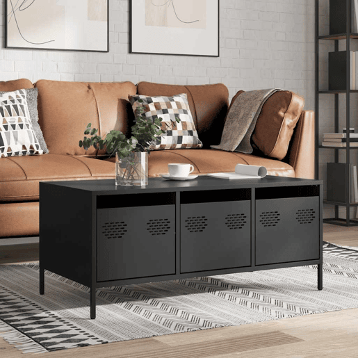Mesa de Centro, Mesa baixa, 101,5x50x43,5 cm aço laminado a frio preto