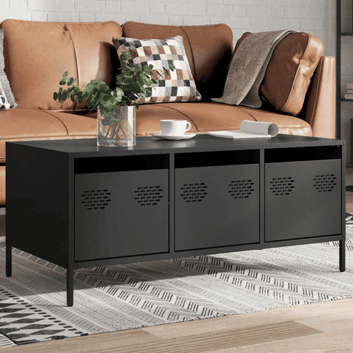 Mesa de Centro, Mesa baixa, 101,5x50x43,5 cm aço laminado a frio preto