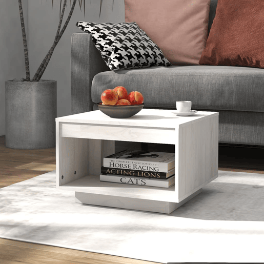 Mesa de Centro, Mesa baixa, 50x50x33,5 cm madeira de pinho maciça branco Mesa de Centro, Mesa baixa, 50x50x33,5 cm madeira de pinho maciça branco