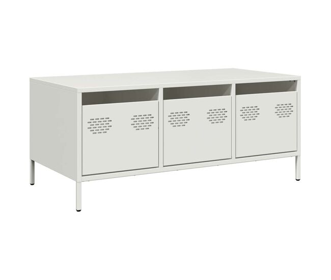 Mesa de café - mesa de centro acero laminado en frío blanco 101,5x50x43,5 cm